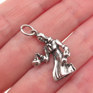 Shube 925 Sterling Silver Vintage Fruit Lady Oxidized 3D Charm Pendant