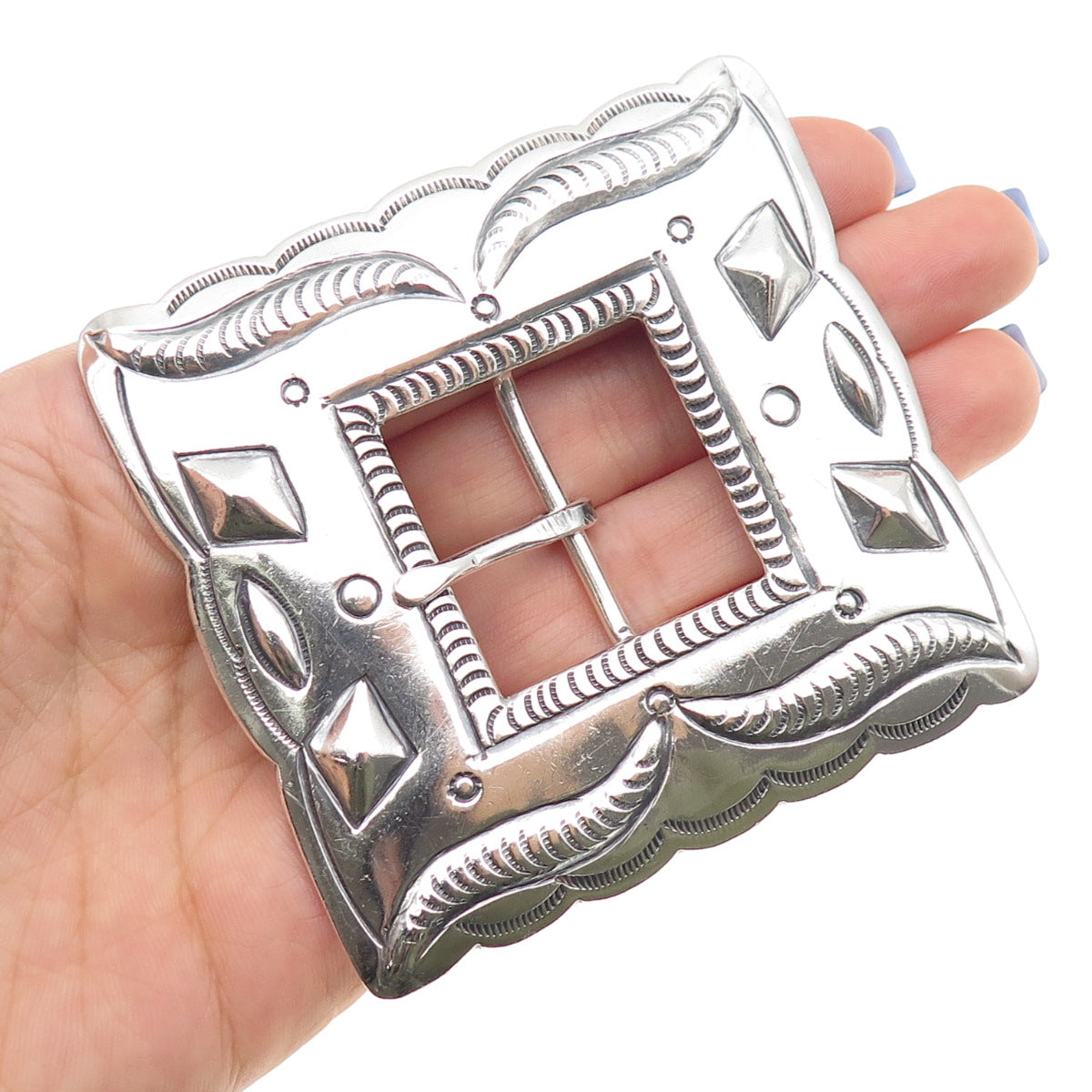 Terry Williams Navajo Old Pawn Sterling Silver Vintage Southwestern Belt Buckle