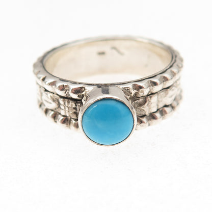 925 Sterling Silver Vintage Real Sleeping Beauty Turquoise Ring Size 9.5