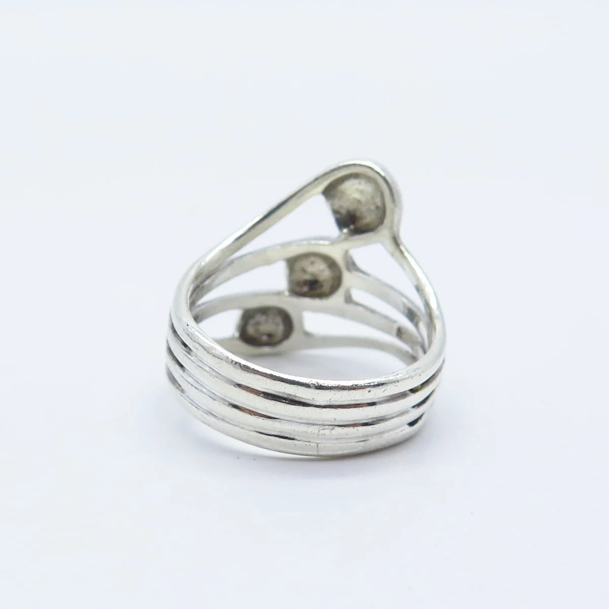 925 Sterling Silver Vintage Beaded Multi-Bar Ring Size 7.75
