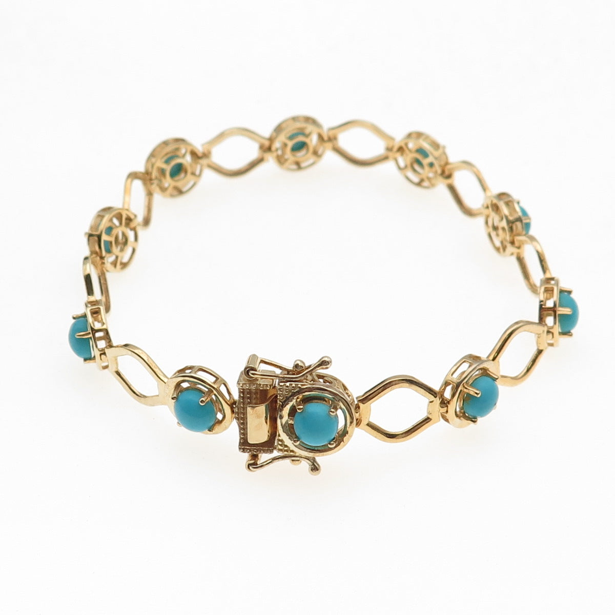 D'Joy Sterling Silver Gold Plated Real Sleeping Beauty Turquoise Bracelet 7.5"
