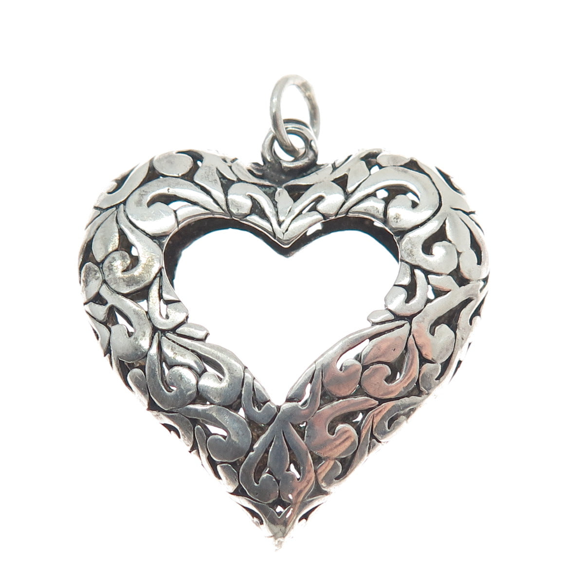 JEZLAINE 925 Sterling Silver Vintage Ornate Heart Pendant