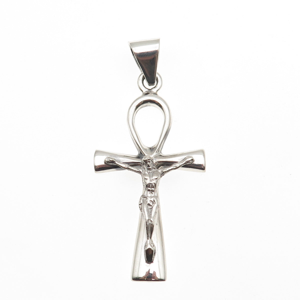 925 Sterling Silver Vintage Egyptian Ankh Crucifix Cross Charm Pendant