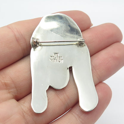 925 Sterling Silver Vintage Mexico Enamel Dog Pin Brooch