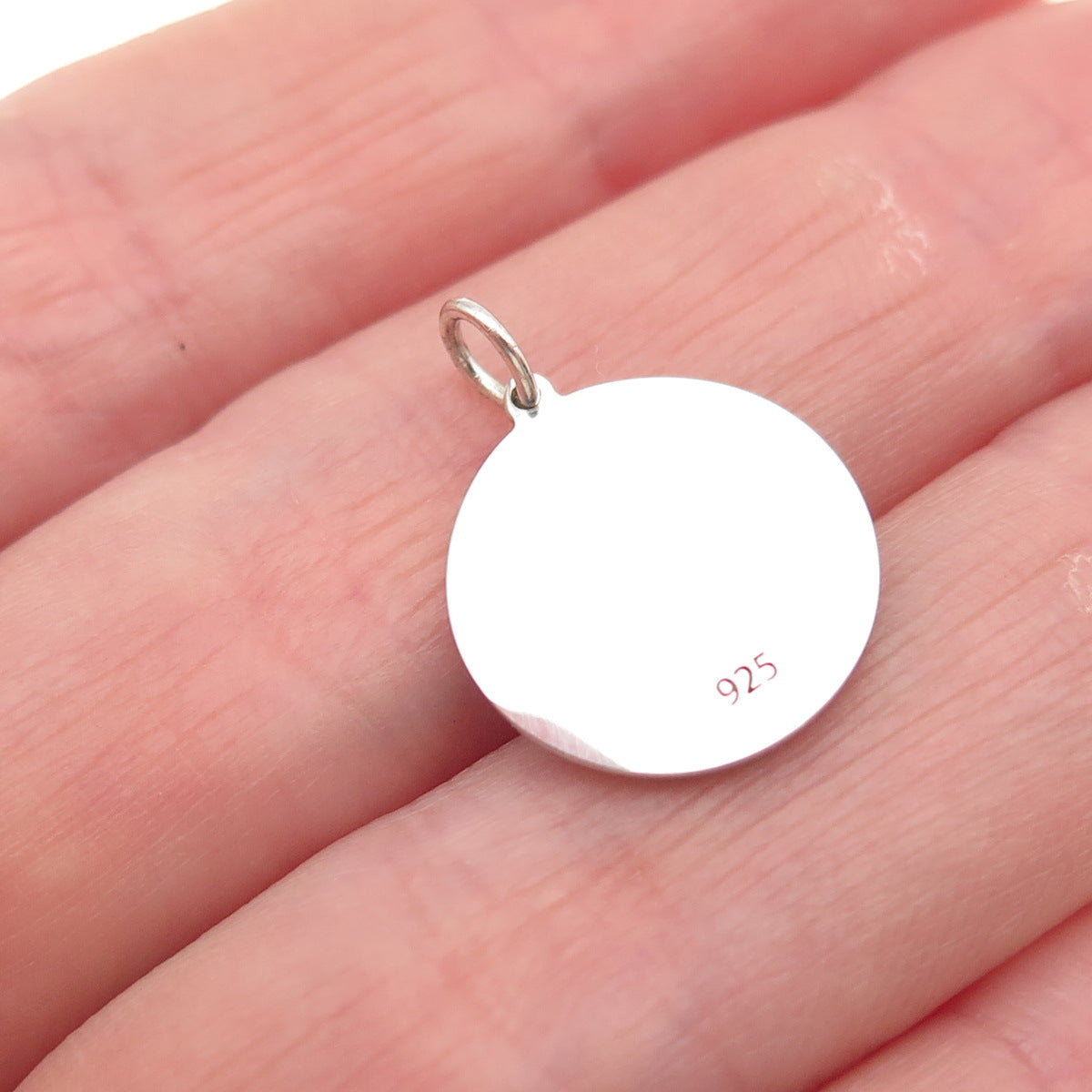 925 Sterling Silver Purple Enamel Cat Couple Round Tag Mini Charm Pendant