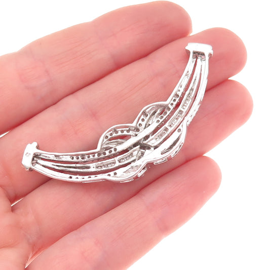 925 Sterling Real Round & Emerald-Cut Diamond Infinity Centerpiece Pendant