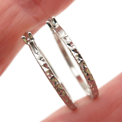 925 Sterling Silver Diamond-Cut Hoop Earrings