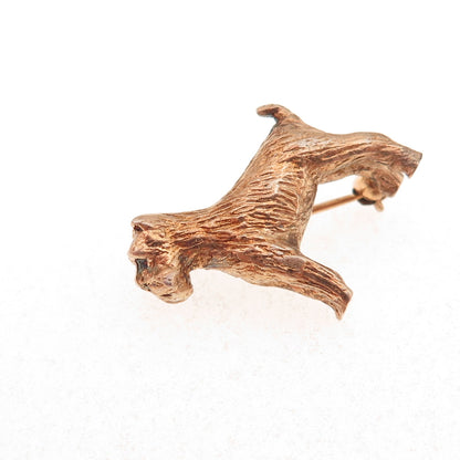 925 Sterling Silver Gold Plated Vintage Schnauzer Dog Pin Brooch