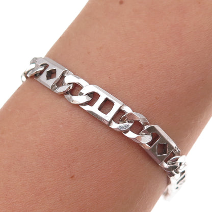 925 Sterling Silver Italy Anchor Mariner Link Bracelet 8"