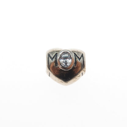 CHAMILIA 925 Sterling Silver Round-Cut C Z Mom Heart Slide Bead Charm