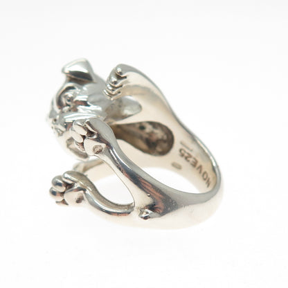 NOVE25 925 Sterling Silver Vintage Italy Bulldog Adjustable Hug Ring Size 5.75