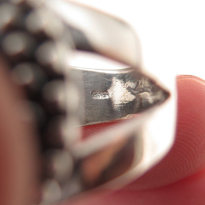 Sidney Evan 925 Sterling Silver Vintage Modernist Dotted Oxidized Ring Size 7.25