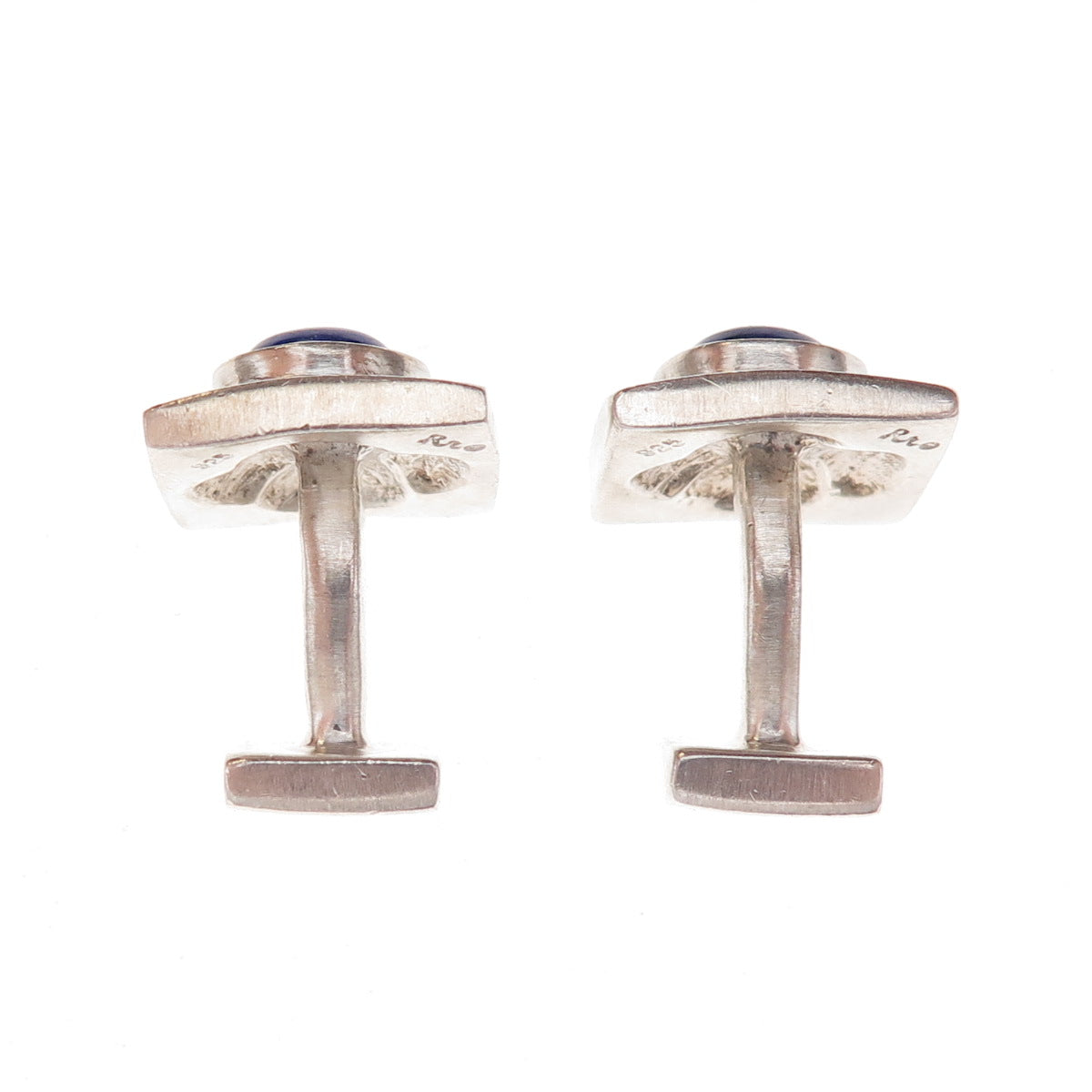 Robin Rotenier 925 Sterling Silver Vintage Real Lapis Modernist Square Cufflinks