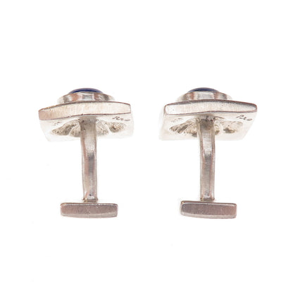 Robin Rotenier 925 Sterling Silver Vintage Real Lapis Modernist Square Cufflinks