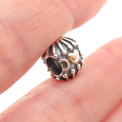 Pandora 925 Sterling Silver Gold Love & Hugs Slide Bead Charm