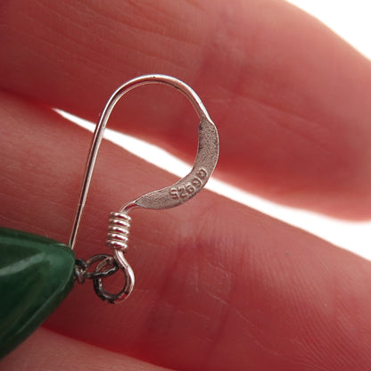 925 Sterling Silver Real Pear-Cut Aventurine Teardrop Dangle Earrings