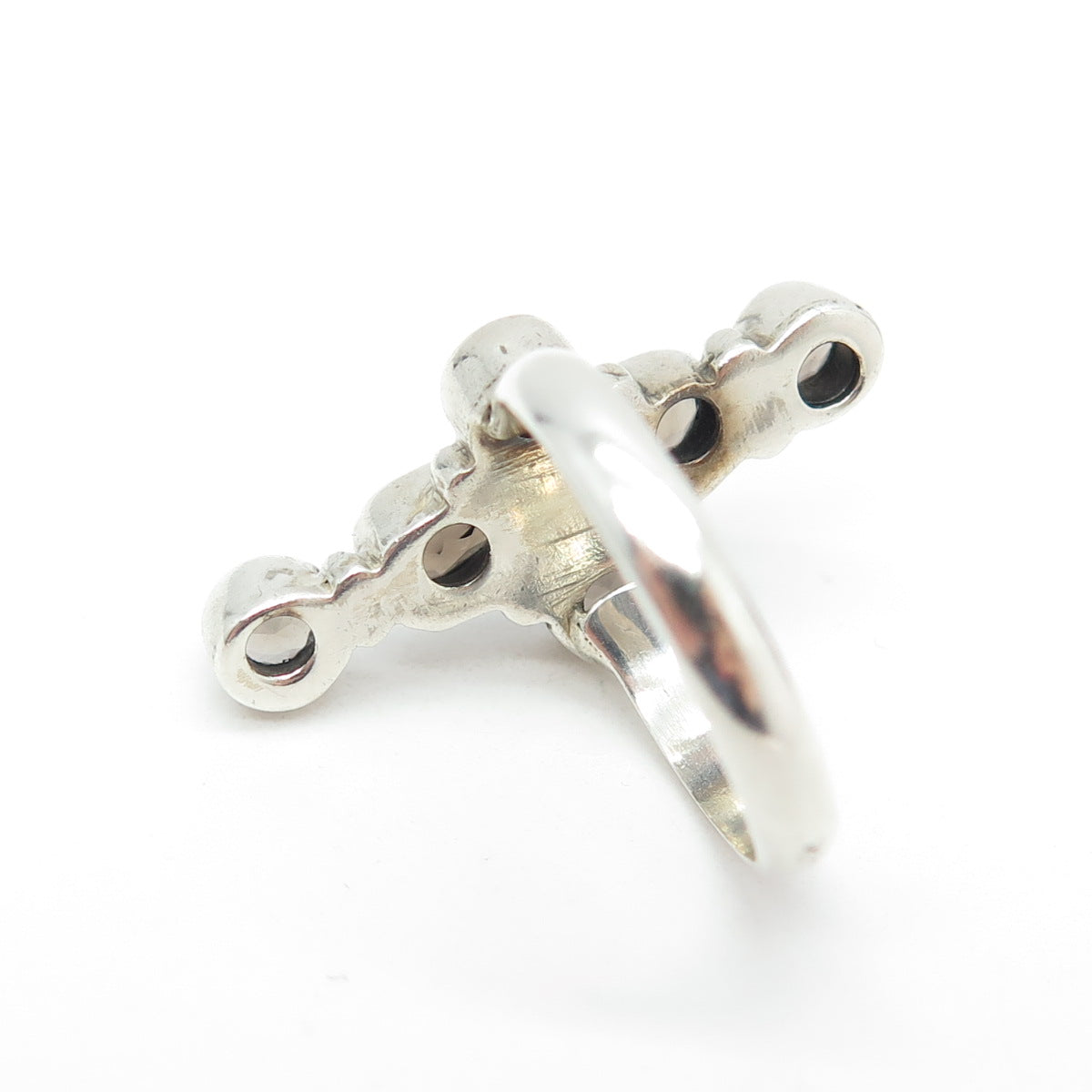 925 Sterling Silver Vintage Real Smoky Quartz Cross Ring Size 7