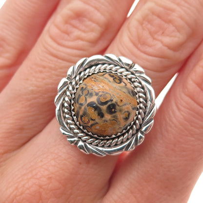 Old Pawn 925 Sterling Silver Vintage Southwestern Jasper Tribal Ring Size 9