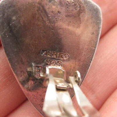 925 Sterling Silver Vintage Mexico Ribbed Clip On Earrings