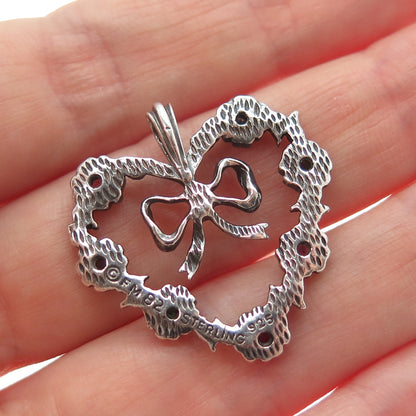 FRANKLIN MINT Sterling Vintage 1982 Diamond Sapphire Emerald Ruby Heart Pendant