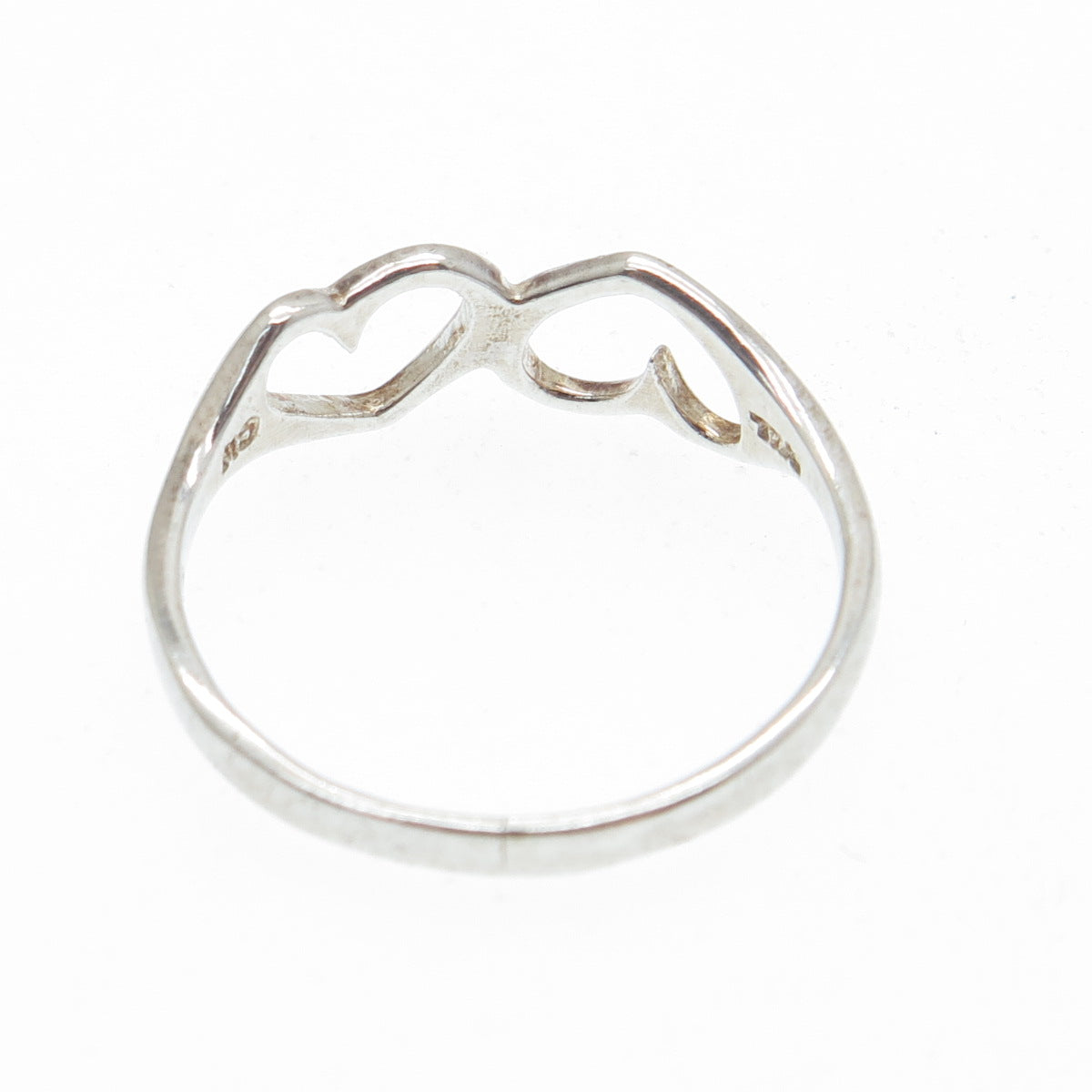 CHARLES WINSTON 925 Sterling Silver Vintage Couple of Hearts Ring Size 8.75