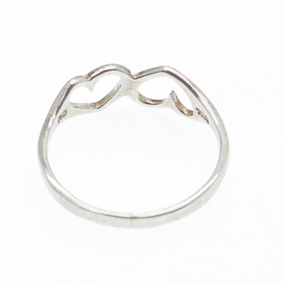 CHARLES WINSTON 925 Sterling Silver Vintage Couple of Hearts Ring Size 8.75