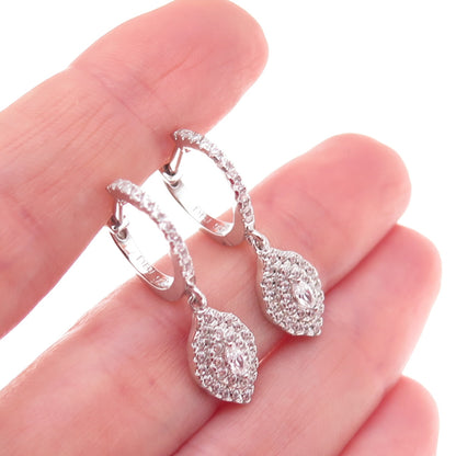 Dee Berkle 925 Sterling Silver Marquise & Round-Cut C Z Dangle Earrings