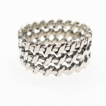 925 Sterling Silver Vintage Modernist Wire Oxidized Ring Size 8.75