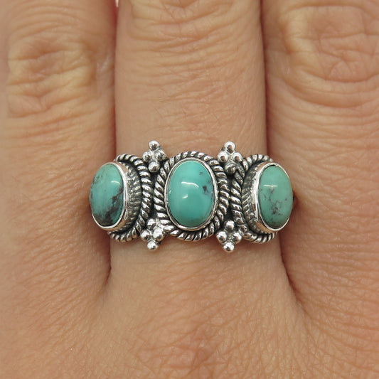 DOUG PAULUS 925 Sterling Silver Vintage Lone Mountain Turquoise Ring Size 10.5