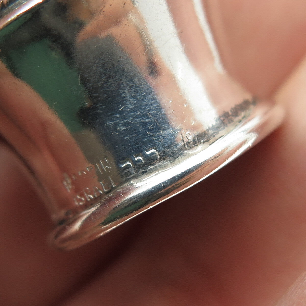 925 Sterling Silver Vintage Israel Real Turquoise Gemstone Flask / Jar Cap