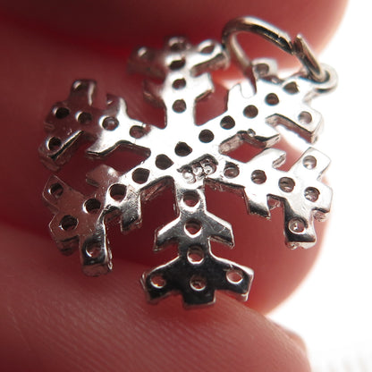 925 Sterling Silver Round-Cut C Z Snowflake Mini Charm Pendant
