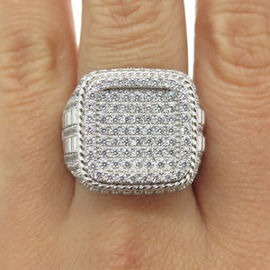 925 Sterling Silver Round-Cut Shaped C Z Domed Ring Size 10.25
