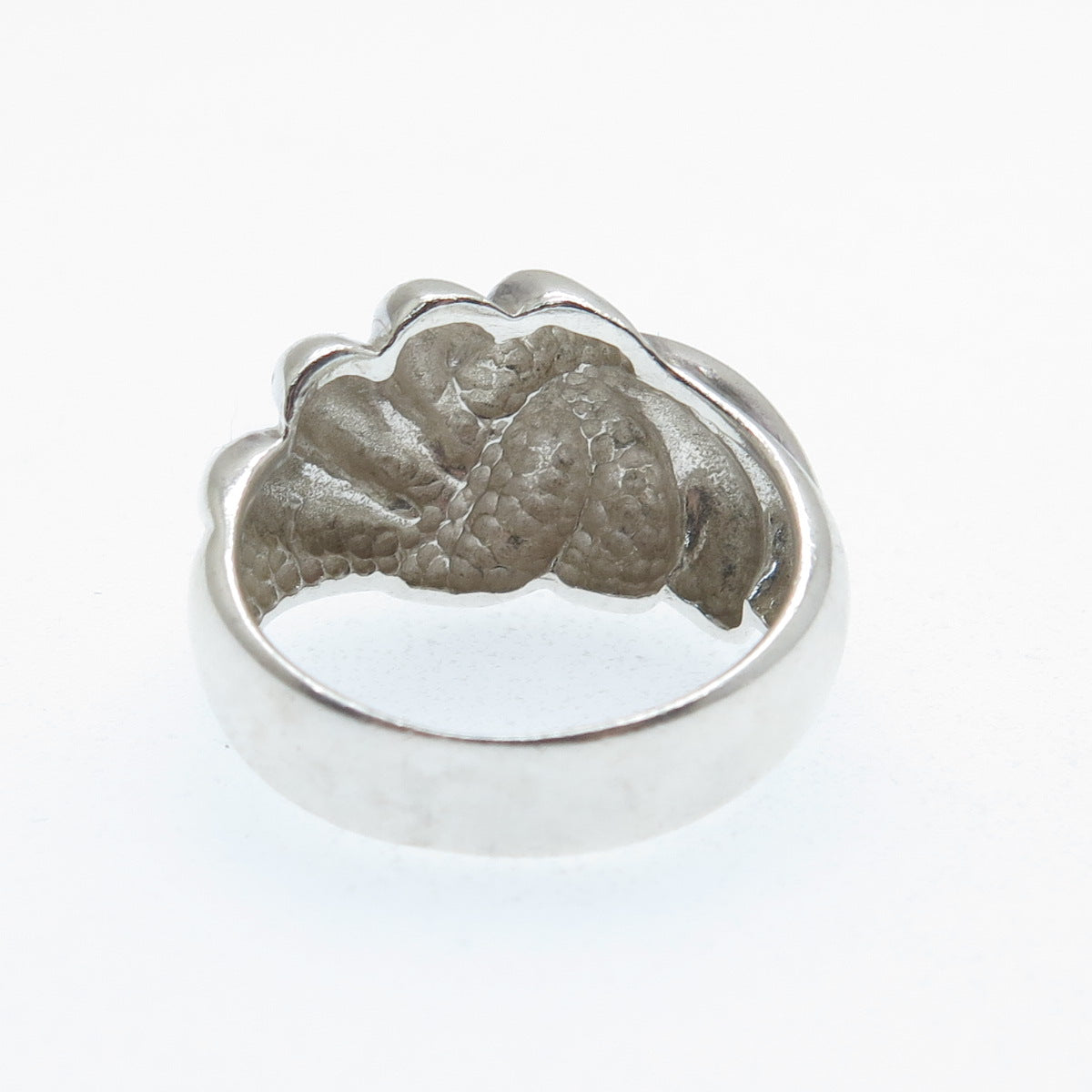 925 Sterling Silver Vintage Modernist Twisted Oxidized Ring Size 7.25