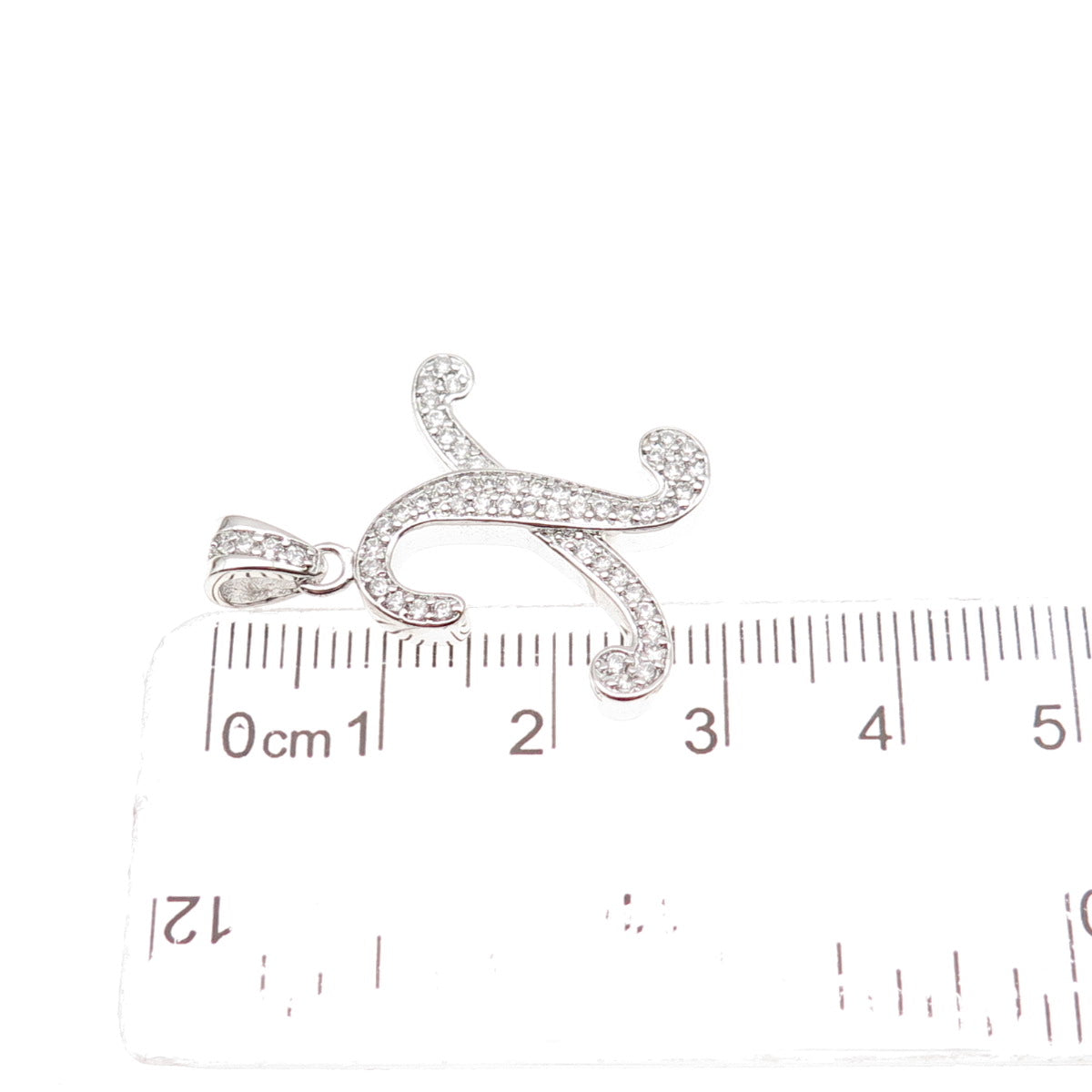 925 Sterling Silver Round-Cut C Z Letter X Initial Charm Pendant