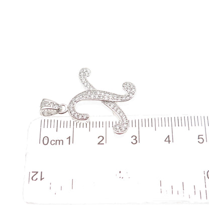 925 Sterling Silver Round-Cut C Z Letter X Initial Charm Pendant