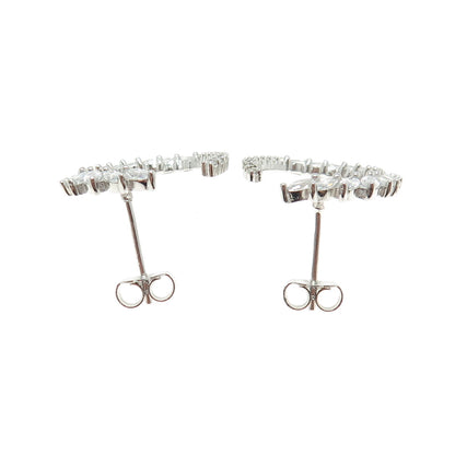 925 Sterling Silver Marquise & Round-Cut C Z Circle Earrings