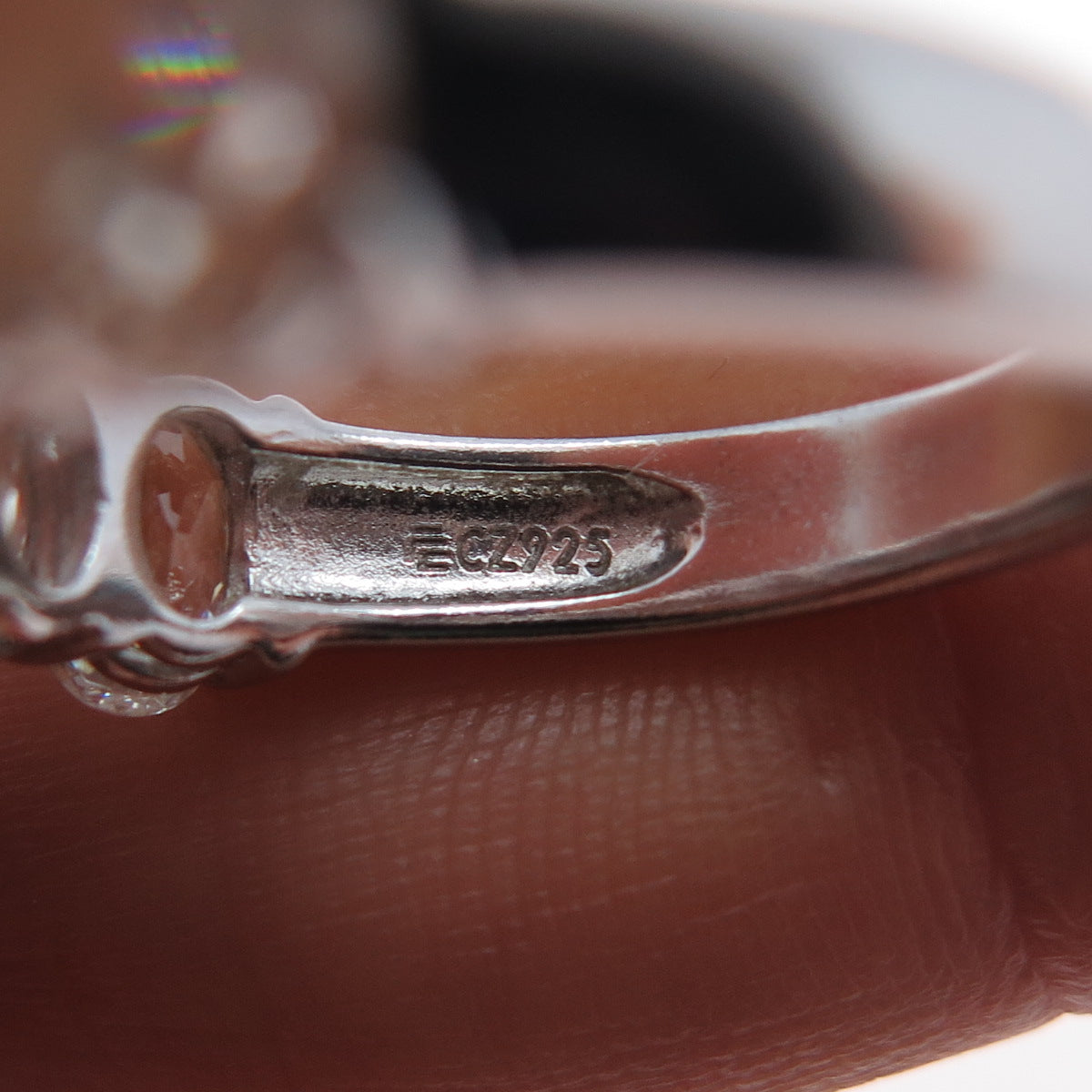 925 Sterling Silver Oval-Cut C Z Half Eternity Ring Size 7.25