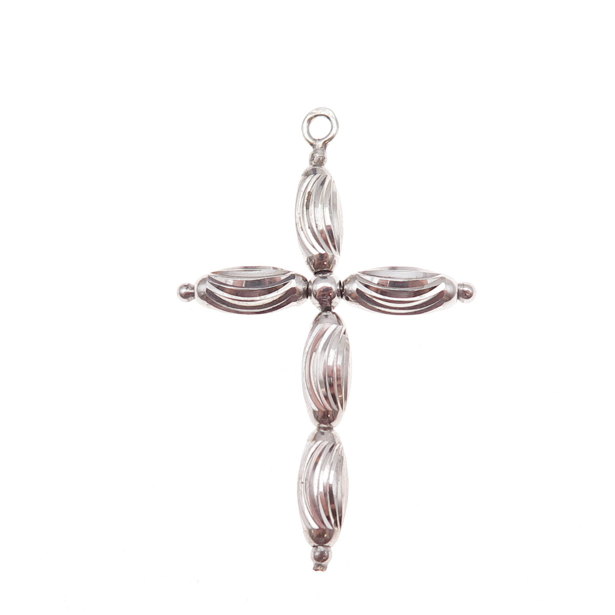 925 Sterling Silver Cross Beaded Charm Pendant