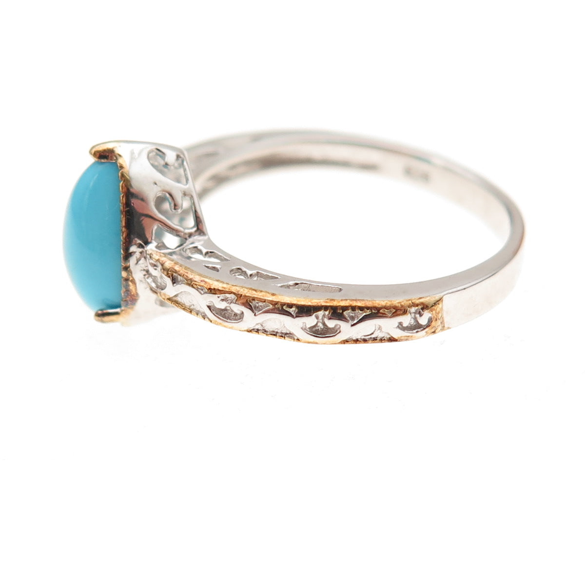 Chuck Clemency Sterling Silver 2-Tone Real Sleeping Beauty Turquoise Ring Size 8