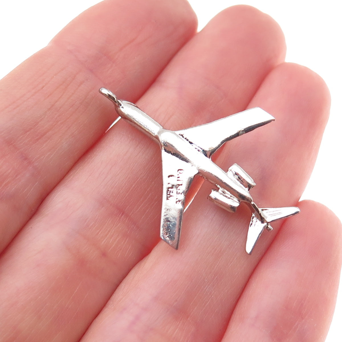 Wells 925 Sterling Silver Vintage Airplane 3D Charm Pendant