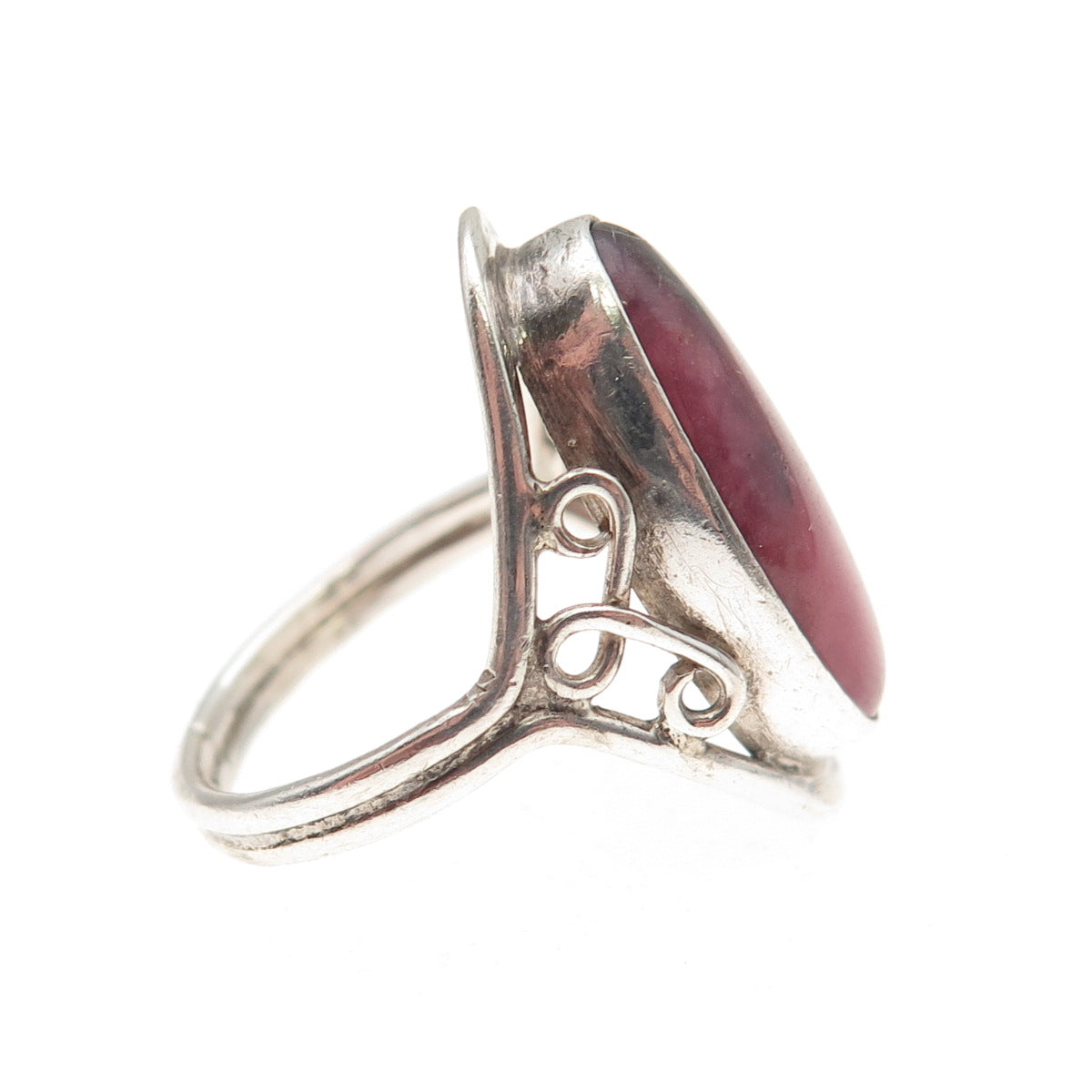 925 Sterling Silver Vintage Real Rhodonite Oxidized Ring Size 6