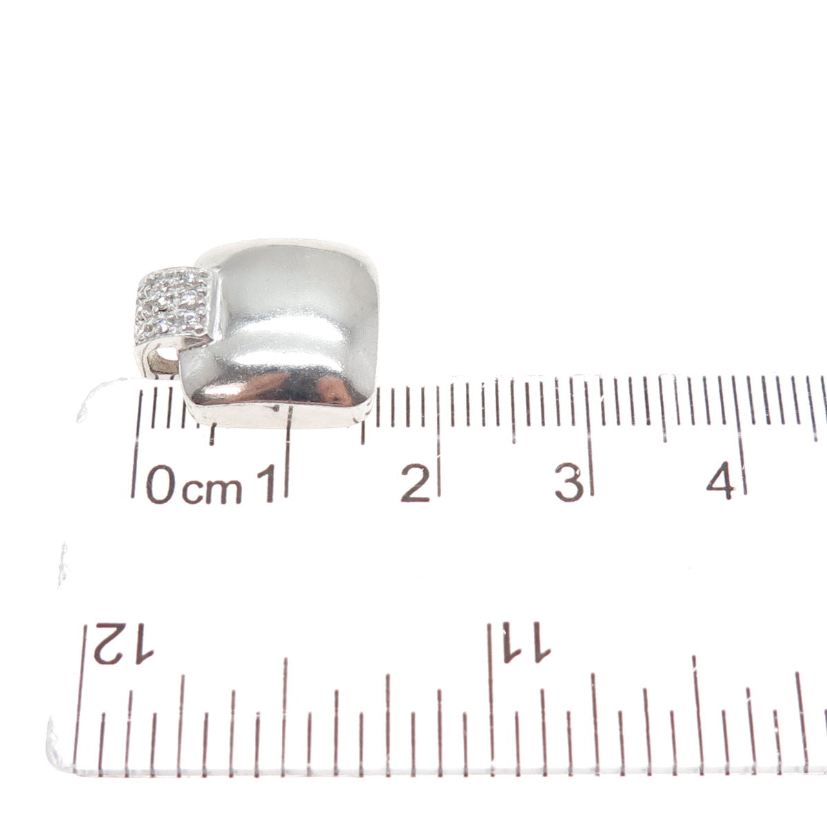 925 Sterling Silver Vintage Round-Cut C Z Minimalist Slide Charm Pendant