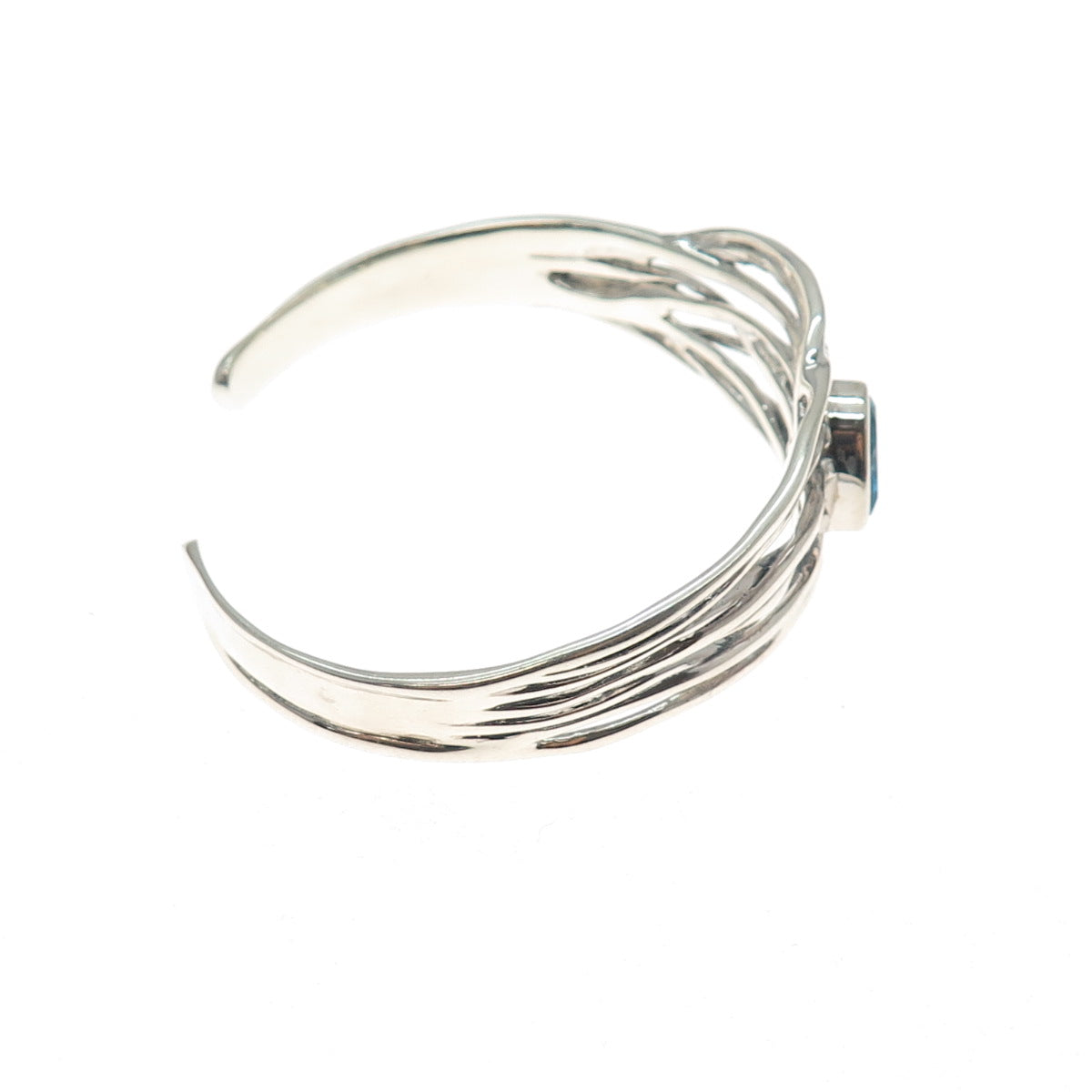 HAGIT GORALI 925 Sterling Vintage Blue Topaz Modernist Adjustable Bracelet 6.5"
