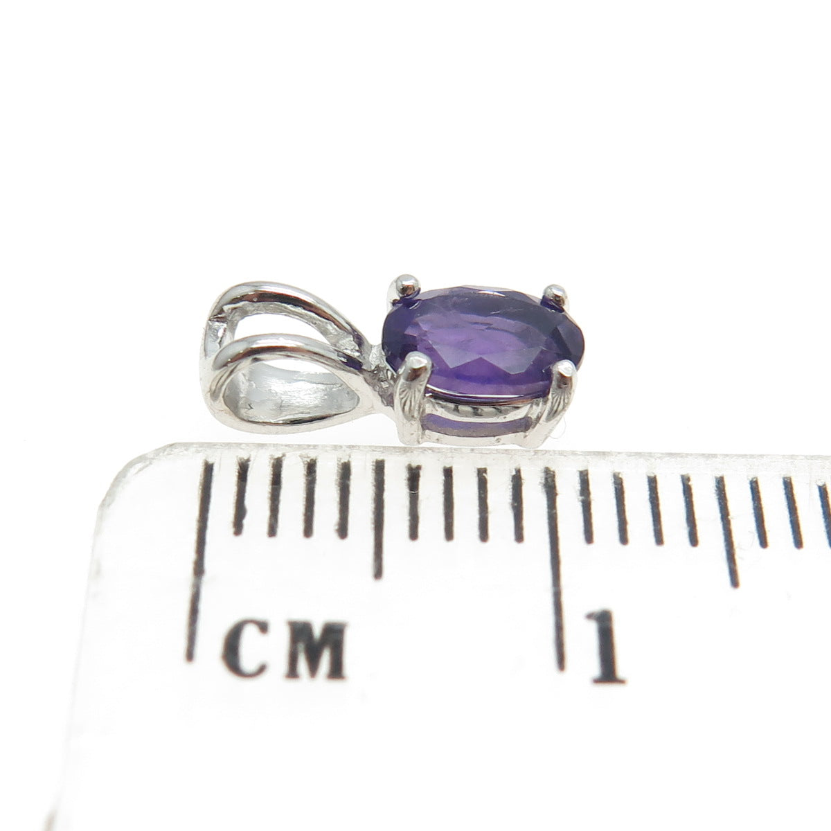 925 Sterling Silver Real Oval-Cut Amethyst Minimalist Pendant