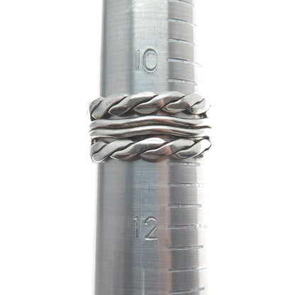 925 Sterling Silver Vintage Mexico Twisted Rope Multi-Row Band Ring Size 11.25