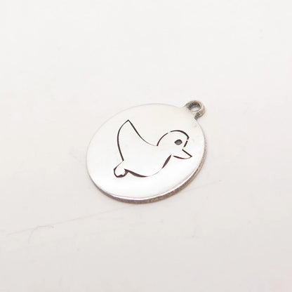 925 Sterling Silver USA Two In Town Duck Bird Charm Pendant
