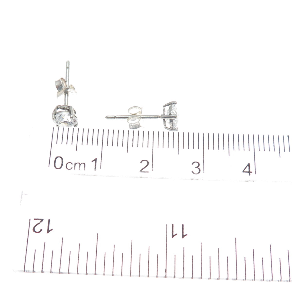 925 Sterling Silver Round-Cut C Z Stud Earrings