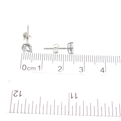 925 Sterling Silver Round-Cut C Z Stud Earrings