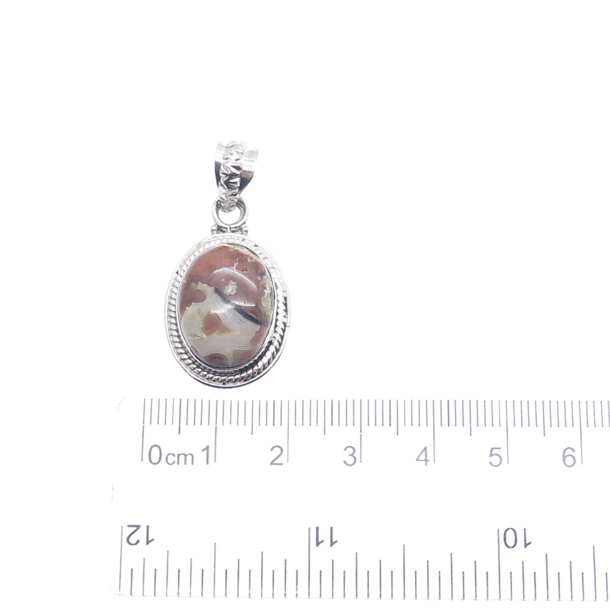 925 Sterling Silver Vintage Real Agate Charm Pendant