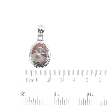 925 Sterling Silver Vintage Real Agate Charm Pendant